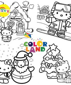 Tranh Tô Màu Hello Kitty Giáng Sinh Noel - Bộ 10 Tờ Tranh Tô Màu A4 A5 Dành Cho Màu Sáp, Màu Chì - TRANH TÔ MÀU KOTY