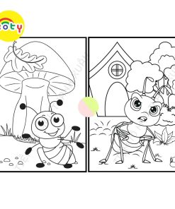 Set 50 Tờ Tranh Tô Màu Hình Kiến Dễ Thương Cho Bé Size A5 Màu Sáp, Màu Chì - Tiệm Tô Màu