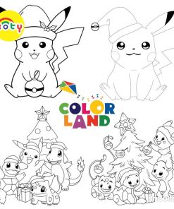 Tranh Tô Màu Pokemon Giáng Sinh Noel - Bộ 10 Tờ Tranh Tô Màu Dành Cho Màu Sáp, Màu Chì - TRANH TÔ MÀU KOTY