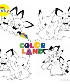 Tranh Tô Màu Pichu Pokemon - Bộ 10 Tờ Tranh Tô Màu Kích Thước A5 A4 Dành Cho Màu Sáp, Màu Chì - TRANH TÔ MÀU KOTY