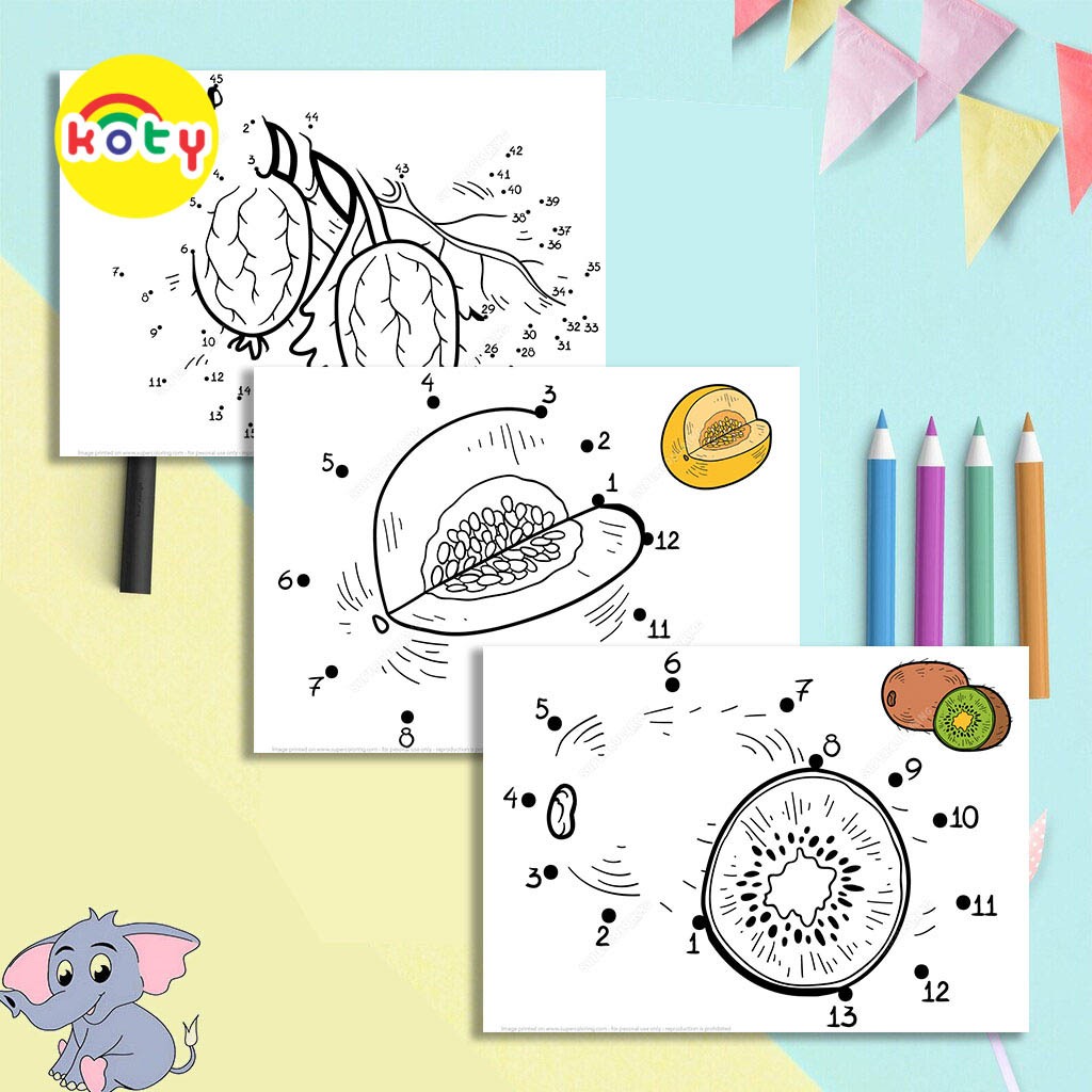Bộ 45 Tranh Vẽ Nối Số Cho Bé Chủ Đề Các Loại Quả - Đồ Chơi Trẻ Em Giấy Thủ Công Trí Tuệ NS109 6 images upload woo2Faae39ce93c09dab0c294d54168a47e2f