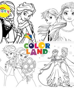 Tranh Tô Màu Anna Elsa Frozen - Bộ 20 Tờ Tranh Tô Màu A4 A5 Dành Cho Màu Sáp, Màu Chì - TRANH TÔ MÀU KOTY