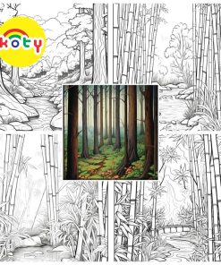 Tranh phong cảnh Rừng, Dòng Suối - Set 10 Tờ Tranh Tô Màu A4 A5 Dành Cho Màu Sáp, Màu Chì - MANGA COMIC ANIME tô màu
