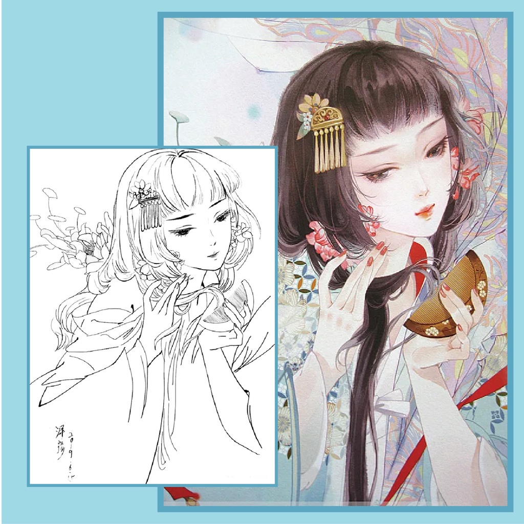 Tranh tô màu nước lineart anime chân dung trung quốc bộ 10 tranh giấy 3 images upload woo2Fb3cebae5c04cd4370e89be2be09acf58