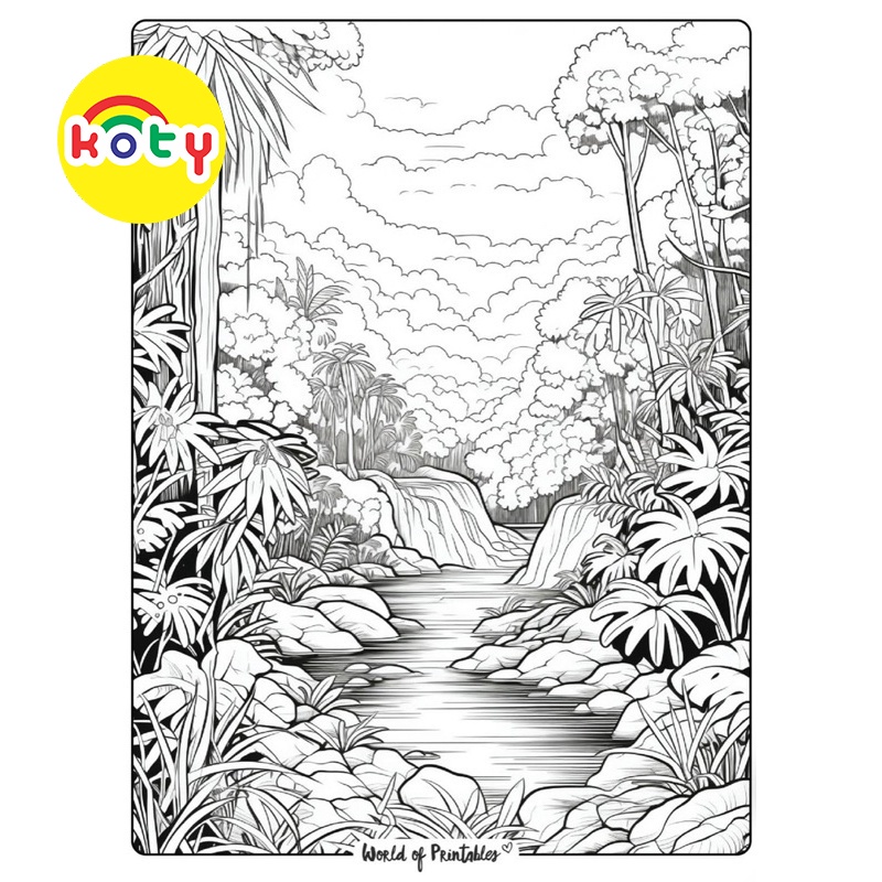 Khu rừng, rừng rậm (nhiều chi tiết) - Set 10 Tờ Tranh Tô Màu A4 A5 Dành Cho Màu Sáp, Màu Chì - TM166 9 images upload woo2Fb4d05eba12ee195d38eb2d0dfb35ceca