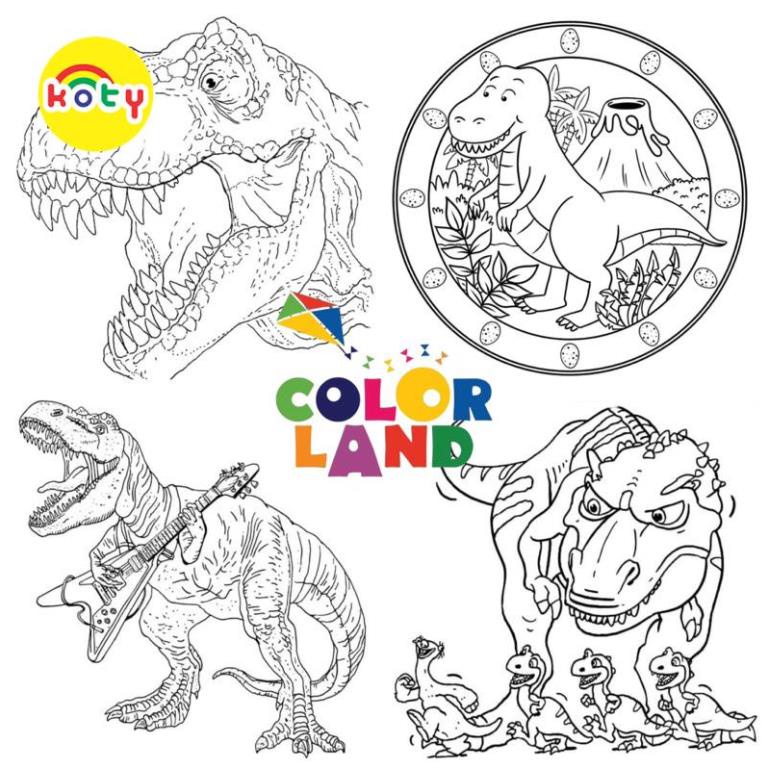 Tranh Tô Màu Khủng Long Bạo Chúa T-Rex - Bộ 20 Tờ Tranh Tô Màu A4 A5 Dành Cho Màu Sáp, Màu Chì - TRANH TÔ MÀU KOTY 1 images upload woo2Fba1923c9976ea25b4573995010cdc3c5