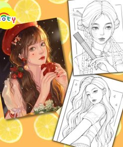 Set 50 Tờ Tranh Tô Màu Cô Gái Nhiều Hình Tô Màu Sáp, Màu Chì - Tiệm Tô Màu