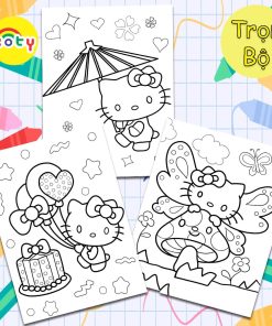 Tranh Tô Màu Hello Kitty - Bộ 30 Tờ Tranh Tô Màu A4 A5 Dành Cho Màu Sáp, Màu Chì - TRANH TÔ MÀU KOTY