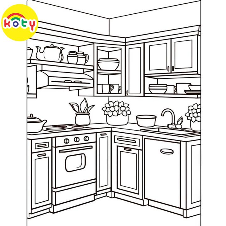Tranh Tô Màu Phòng (Room) - Bộ 10 Tờ Tranh Tô Màu A4 A5 Dành Cho Màu Sáp, Màu Chì - TRANH TÔ MÀU KOTY 9 images upload woo2Fbfeb514c56cf0ffc25dd2944d55b0fa4