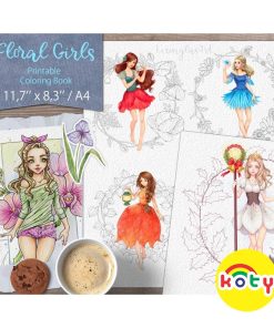 line art tranh tô màu nước combo 5 tranh giấy