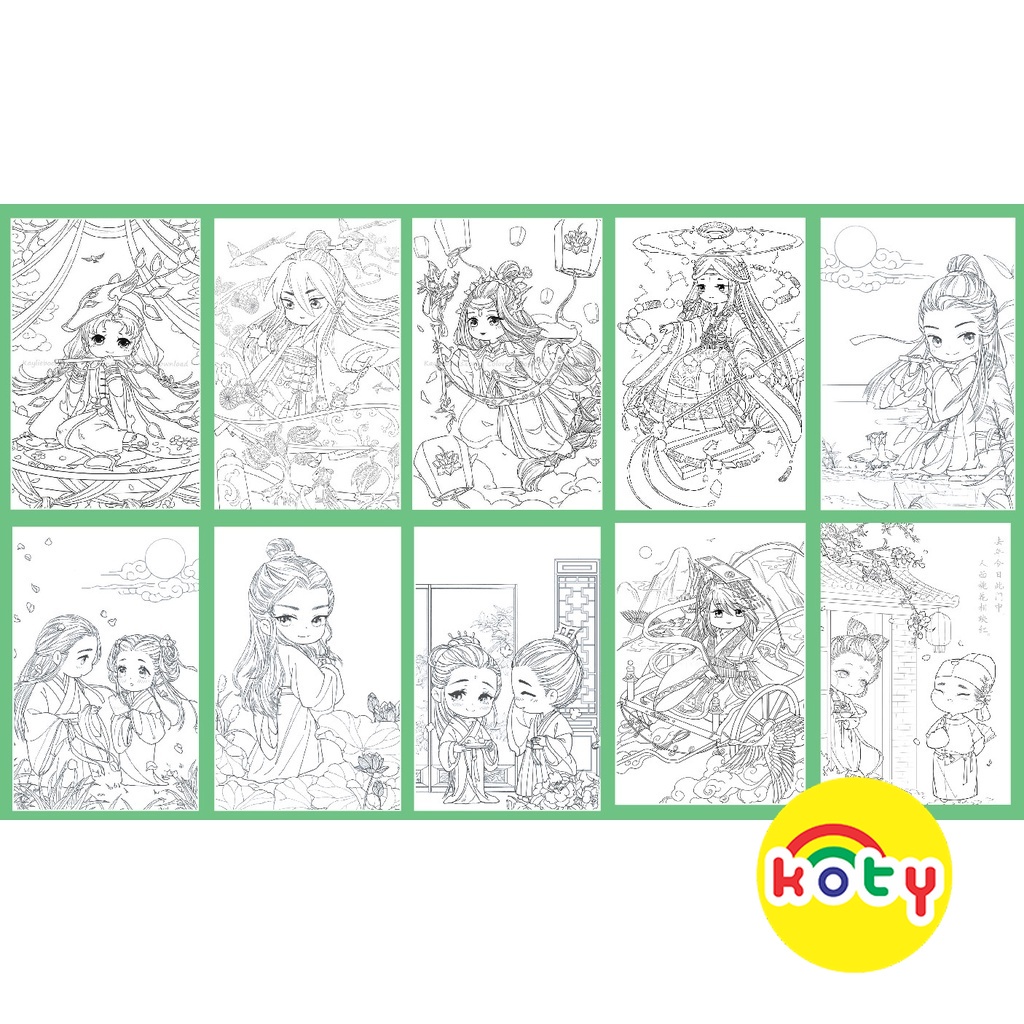 line art tranh tô màu nước cổ trang chibi combo 15 tranh giấy 5 images upload woo2Fc2c435e226784c50373ec467505f1fe5