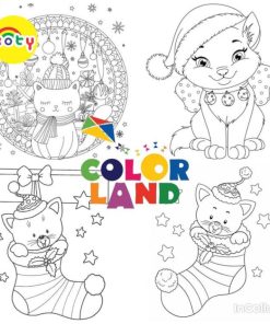 Tranh Tô Màu Mèo Giáng Sinh Noel - Bộ 20 Tờ Tranh Tô Màu A4 A5 Dành Cho Màu Sáp, Màu Chì - TRANH TÔ MÀU KOTY