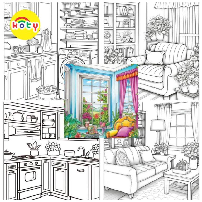 Tranh Tô Màu Phòng (Room) - Bộ 10 Tờ Tranh Tô Màu A4 A5 Dành Cho Màu Sáp, Màu Chì - TRANH TÔ MÀU KOTY 1 images upload woo2Fc921b5417d45d666a4461641cea7bb5a