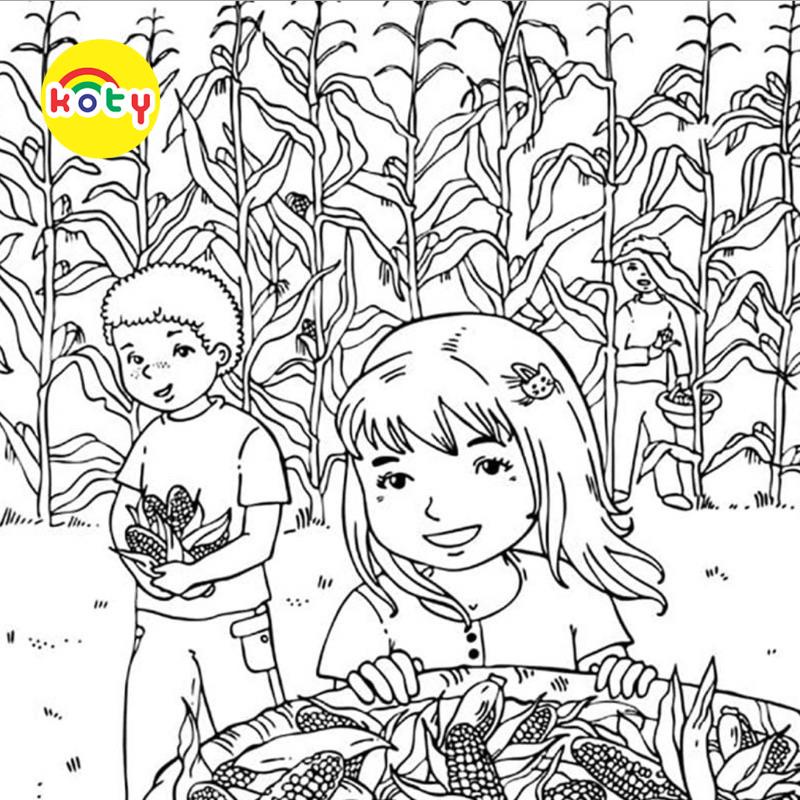 Tranh Tô Màu Vụ mùa thu hoạch Harvest - Bộ 20 Tờ Tranh Tô Màu A4 A5 Dành Cho Màu Sáp, Màu Chì - TRANH TÔ MÀU KOTY 3 images upload woo2Fc99b42ee8e356c0d915b6741950a8080