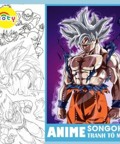 Line art Tranh tô màu Anime khổ A4 ( được chọn mẫu) - Chủ đề Songoku Bảy viên ngọc rồng