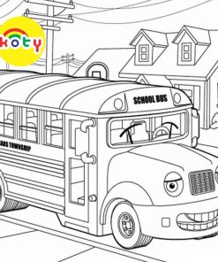 School bus, xe buýt - Set 10 Tờ Tranh Tô Màu Kích Thước A4 A5 Dành Cho Màu Sáp, Màu Chì - TRANH TÔ MÀU COLOR LAND