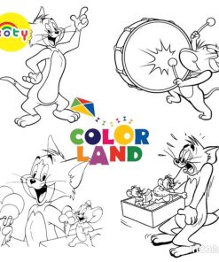 Tranh Tô Màu Tom and Jerry - Bộ 20 Tờ Tranh Tô Màu A4 A5 Dành Cho Màu Sáp, Màu Chì - TRANH TÔ MÀU KOTY
