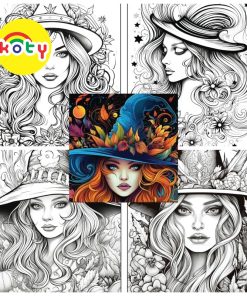 Phù thuỷ (Halloween) - Set 10 Tờ Tranh Tô Màu A4 A5 Dành Cho Màu Sáp, Màu Chì - MANGA COMIC ANIME tô màu