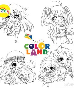 Tranh Tô Màu Nhân vật Chibi - Bộ 20 Tờ Tranh Tô Màu A4 A5 Dành Cho Màu Sáp, Màu Chì - TRANH TÔ MÀU KOTY