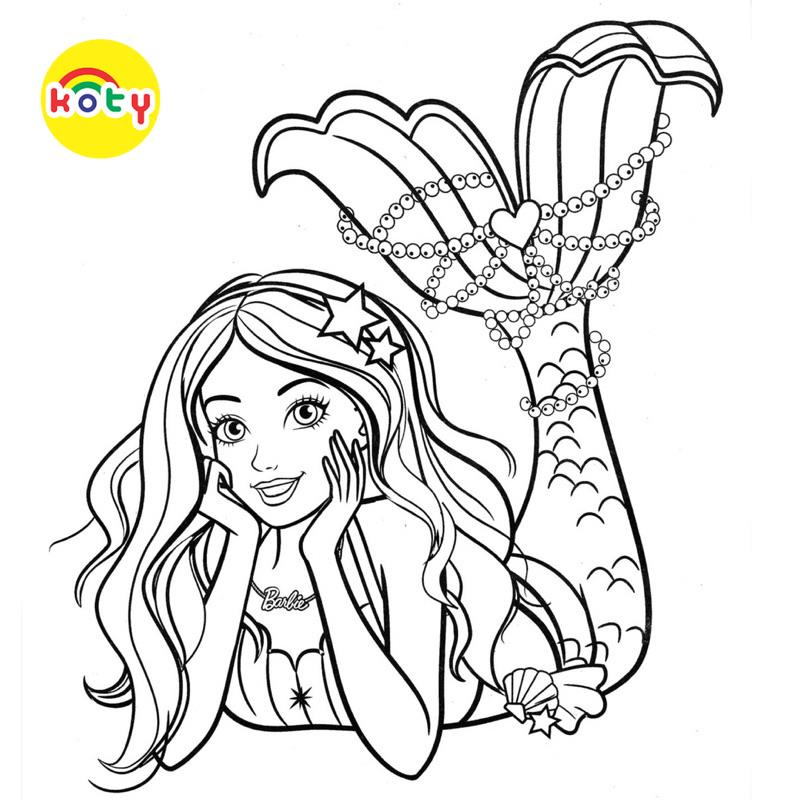 Tranh Tô Màu Nàng tiên cá Barbie - Bộ 10 Tờ Tranh Tô Màu A4 A5 Dành Cho Màu Sáp, Màu Chì - TRANH TÔ MÀU KOTY 6 images upload woo2Fdc88d5ccd16cd60841bafc336518bf46