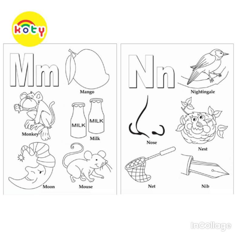 Tranh Tô Màu (Bảng dọc) Bảng chữ cái tiếng anh Alphabet tô màu A4 A5 Dành Cho Màu Sáp, Màu Chì - TRANH TÔ MÀU KOTY 7 images upload woo2Fdd588526ce2f43c6096d8055efa61a91