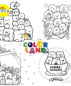 Tranh Tô Màu Sumiko Gurashi - Bộ 10 Tờ Tranh Tô Màu A4 A5 Dành Cho Màu Sáp, Màu Chì - TRANH TÔ MÀU KOTY