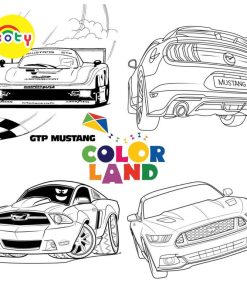 Tranh Tô Màu Xe Ford Mustang - Bộ 10 Tờ Tranh Tô Màu A4 A5 Dành Cho Màu Sáp, Màu Chì - TRANH TÔ MÀU KOTY