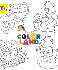 Tranh Tô Màu Gấu cầu vồng Care Bears - Bộ 20 Tờ Tranh Tô Màu A4 A5 Dành Cho Màu Sáp, Màu Chì - TRANH TÔ MÀU KOTY