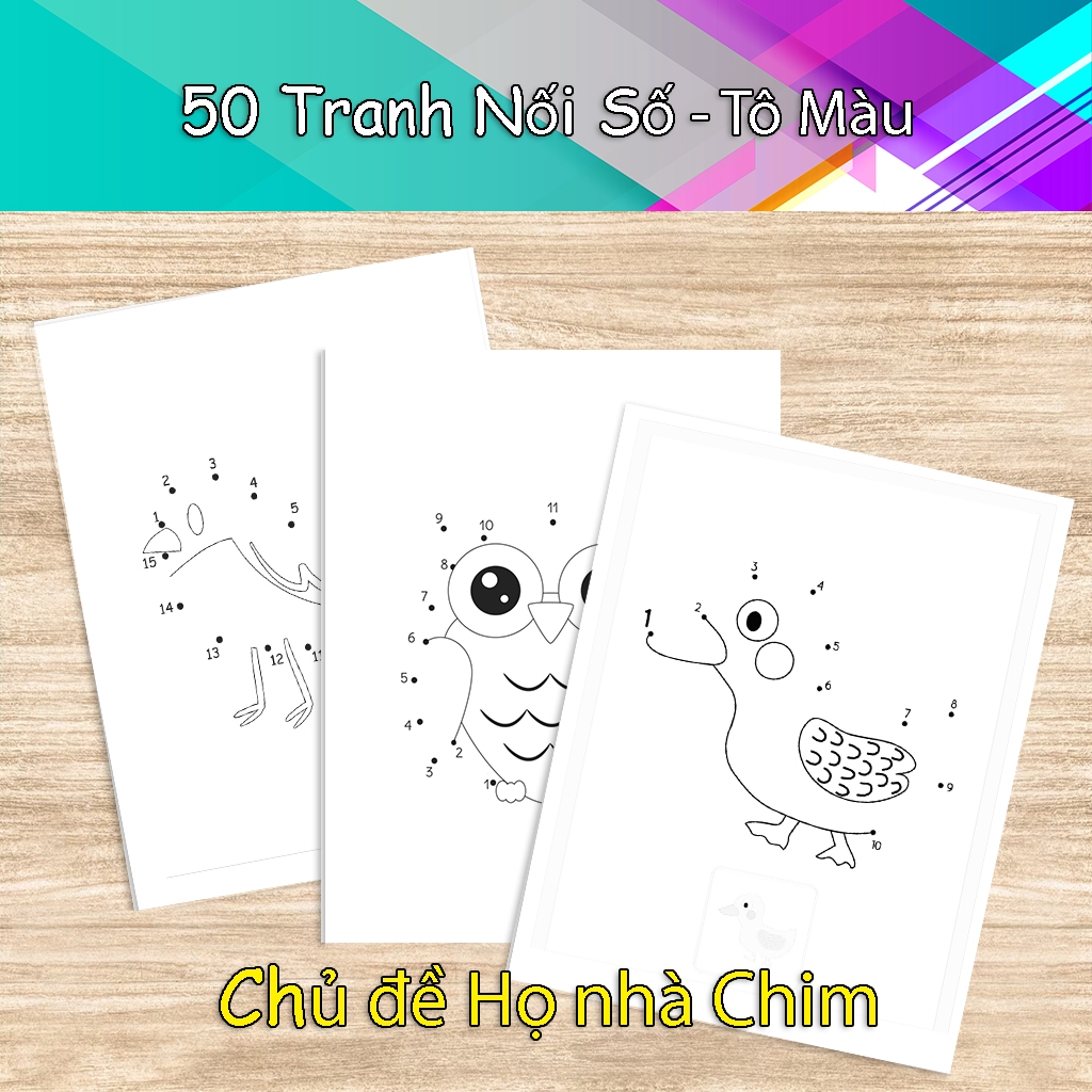 Bộ 50 tranh giấy nối số nối chữ tô màu cho bé chủ đề chim - đồ chơi giấy A5 thủ công phát triển trí tuệ tư duy NS01 1 images upload woo2Fe6b10720564f6492109b4b4a9926f17e
