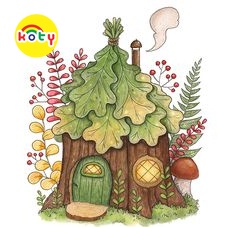 Tranh tô màu "tiny houses" bộ 10 tranh giấy dầy đẹp