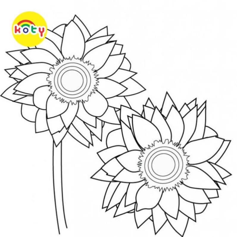 Tranh Tô Màu Hoa Hướng Dương Sunflower - Bộ 20 Tờ Tranh Tô Màu A4 A5 Dành Cho Màu Sáp, Màu Chì - TRANH TÔ MÀU KOTY 3 images upload woo2Fed23f98e56c77f3f48db718a2a33faf3