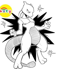 Mewtwo Pokemon - Set 10 Tờ Tranh Tô Màu A4 A5 Dành Cho Màu Sáp, Màu Chì - TRANH TÔ MÀU COLOR LAND