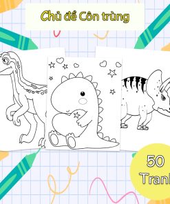 Bộ 100 Tranh Giấy Tô Màu Cho Bé Chủ Đề Khủng Long - Đồ Chơi Giấy Thủ Công Phát Triển Trí Tuệ TM06