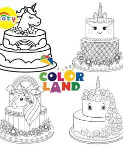 Tranh Tô Màu Bánh Kem Unicorn - Bộ 10 Tờ Tranh Tô Màu A4 A5 Dành Cho Màu Sáp, Màu Chì - TRANH TÔ MÀU KOTY