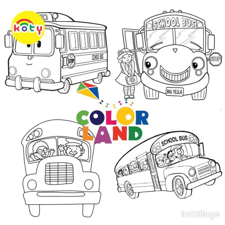 Tranh Tô Màu School bus, xe buýt - Bộ 10 Tờ Tranh Tô Màu Dành Cho Màu Sáp, Màu Chì - TRANH TÔ MÀU KOTY 1 images upload woo2Ff505f71ad517bb5e828086f0f2b08e1b