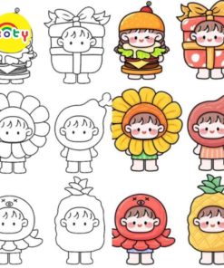 Bộ 50 Tờ Tranh Tô Màu Cute, Dễ Thương Cho Bé - Đồ chơi giấy KOTY TM527