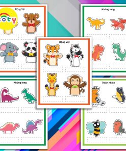 Con Rối Xỏ Ngón Tay Bằng Giấy A5 Cắt Dán - Hình Động Vật Nhân Vật Dễ Thương - Rối Đeo Tay CR01