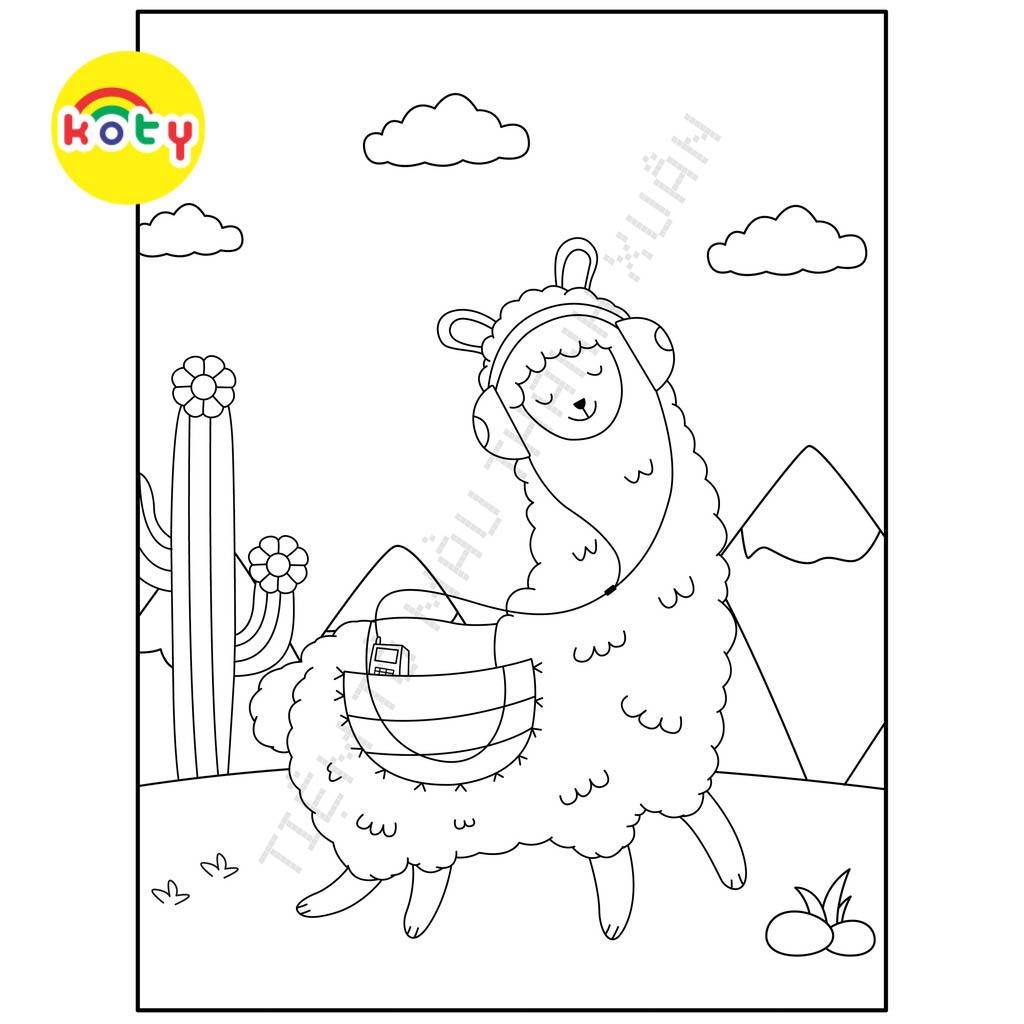 Set 50 Tờ Tranh Tô Màu Hình Lạc Đà Không Bướu Llama Cho Bé Màu Sáp, Màu Chì - Tiệm Tô Màu 3 images upload woo2Ffc0e377f8a3cfce541e0391444d573b1