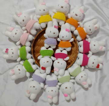 Thỏ Miffy Len Handmade Đan Móc Thủ Công Dễ Thương
