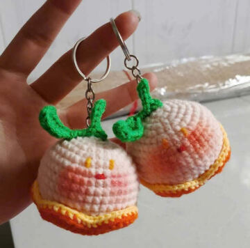 Móc Khóa Cam Bóc Vỏ Len Handmade Đan Móc Thủ Công Dễ Thương