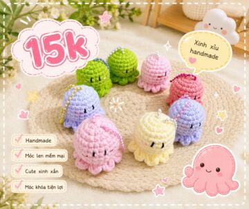 Móc Khóa Bạch Tuộc Len Handmade Đan Móc Thủ Công Dễ Thương