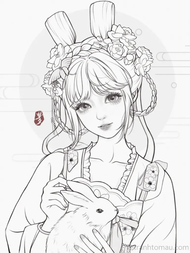 Bộ Tranh Tô Màu Cô Gái Anime Đẹp Dành Cho Người Yêu Vẽ