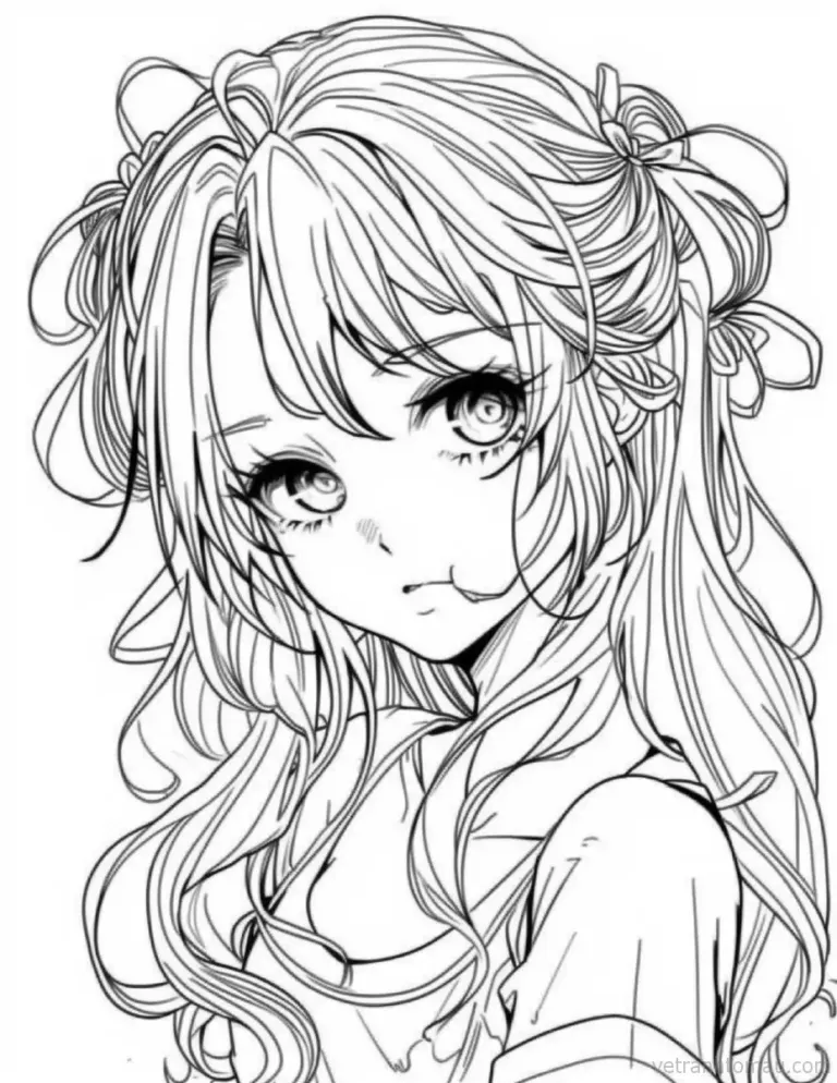 Tranh Tô Màu Anime Cute cho bé tập phối màu trang phục theo cảm xúc