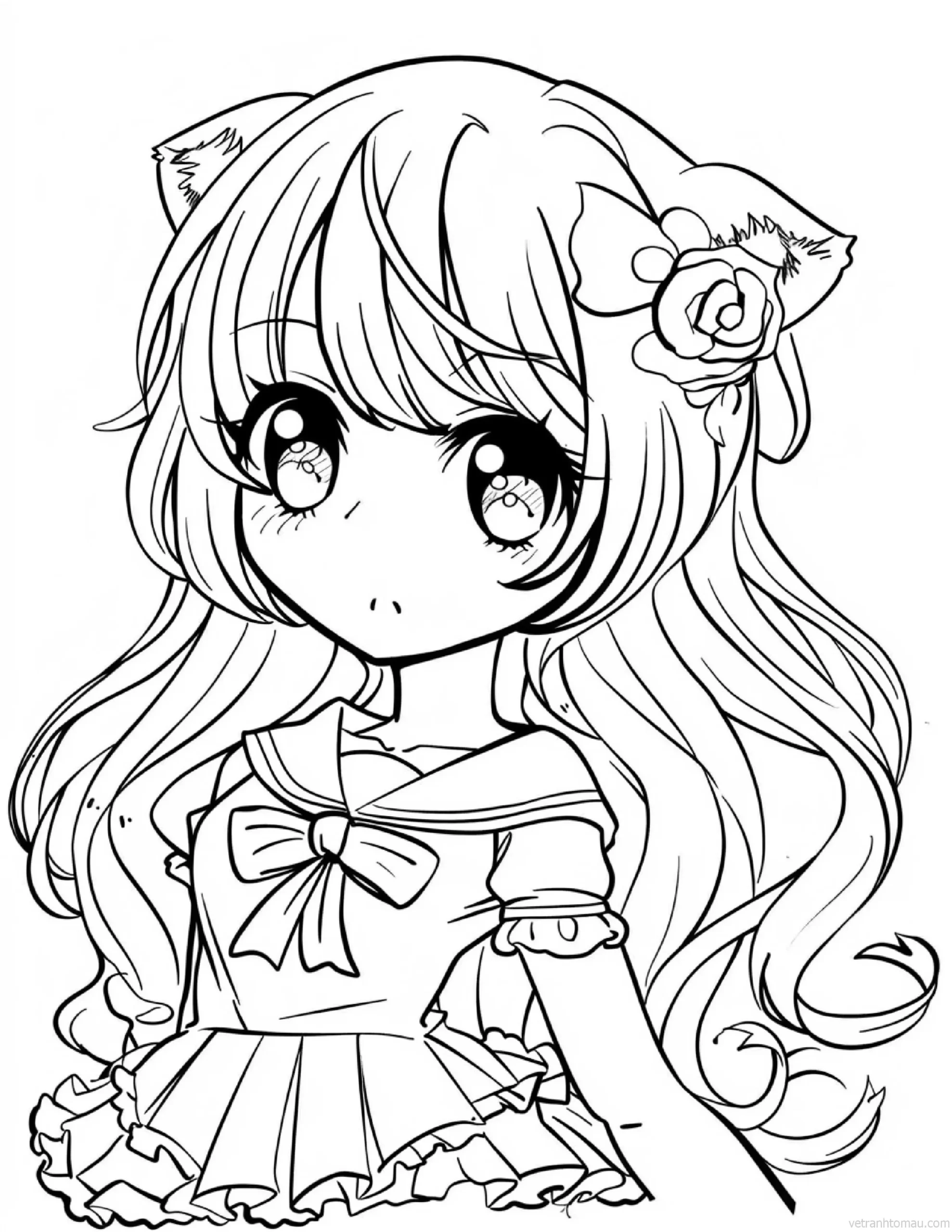 Tranh To Mau Cong Chua Anime Chibi Co Gai De Thuong Cho Be Tap To Mau 141 Result