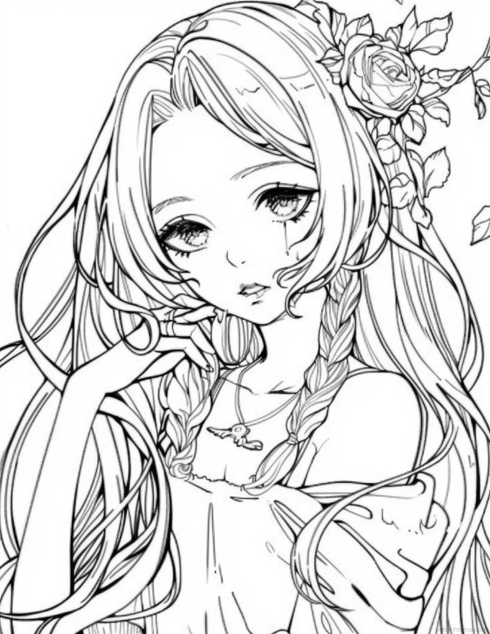 Tranh To Mau Cong Chua Anime Chibi Co Gai De Thuong Cho Be Tap To Mau 151 Result 1