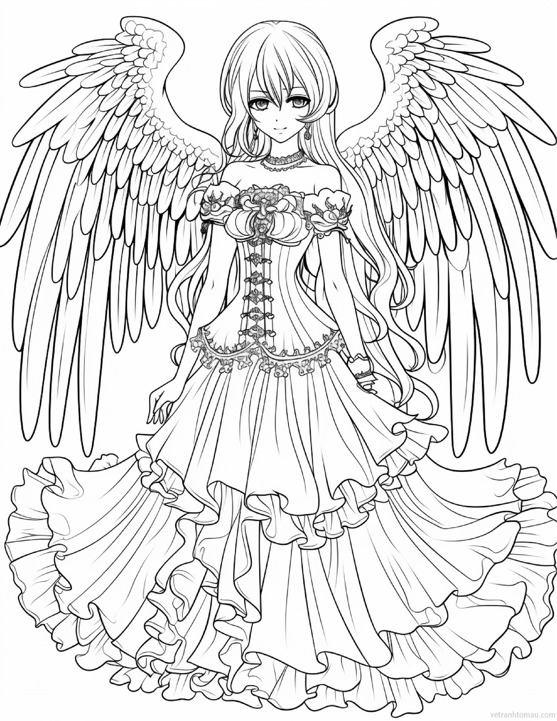 Tranh tô màu công chúa anime chibi - cô gái dễ thương cho bé tập tô màu 3 Tranh tô màu công chúa anime chibi - cô gái dễ thương cho bé tập tô màu