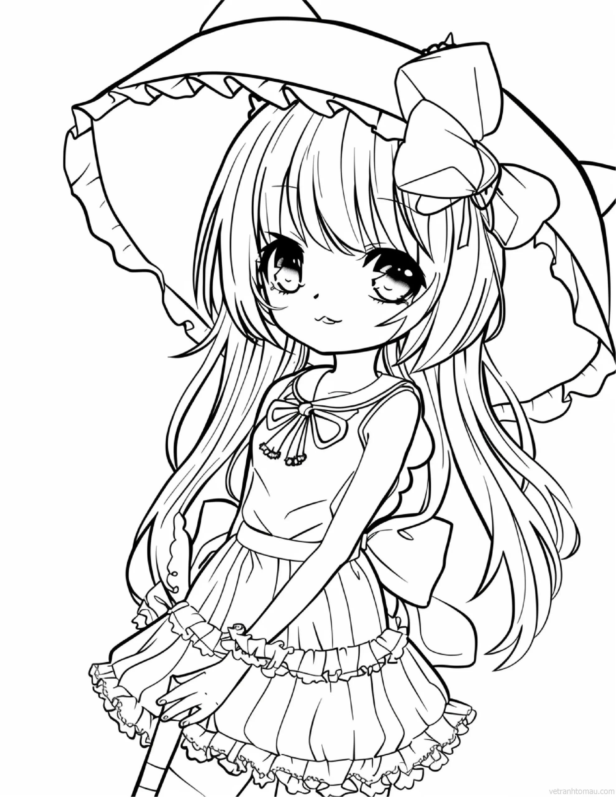 Tranh To Mau Cong Chua Anime Chibi Co Gai De Thuong Cho Be Tap To Mau 31 Result 1