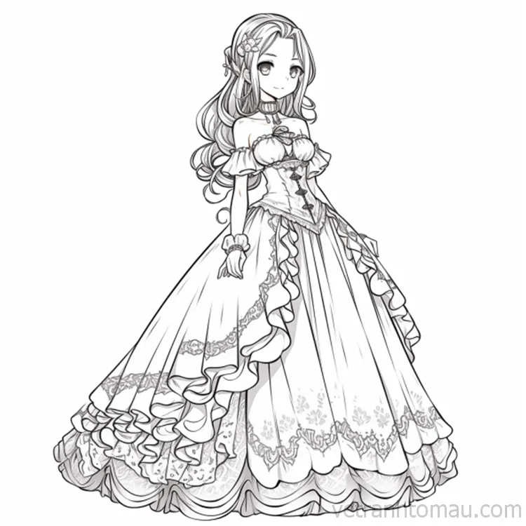 Tranh To Mau Cong Chua Anime Chibi Co Gai De Thuong Cho Be Tap To Mau 3434381 Result