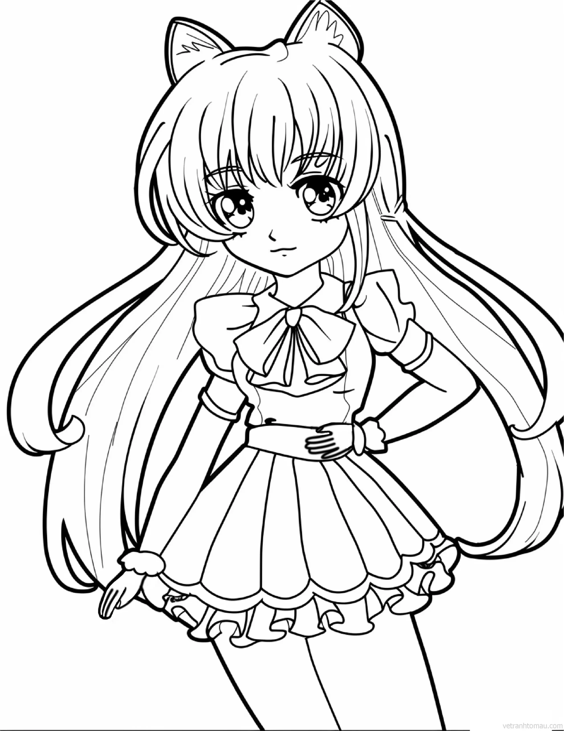 Tranh To Mau Cong Chua Anime Chibi Co Gai De Thuong Cho Be Tap To Mau 4