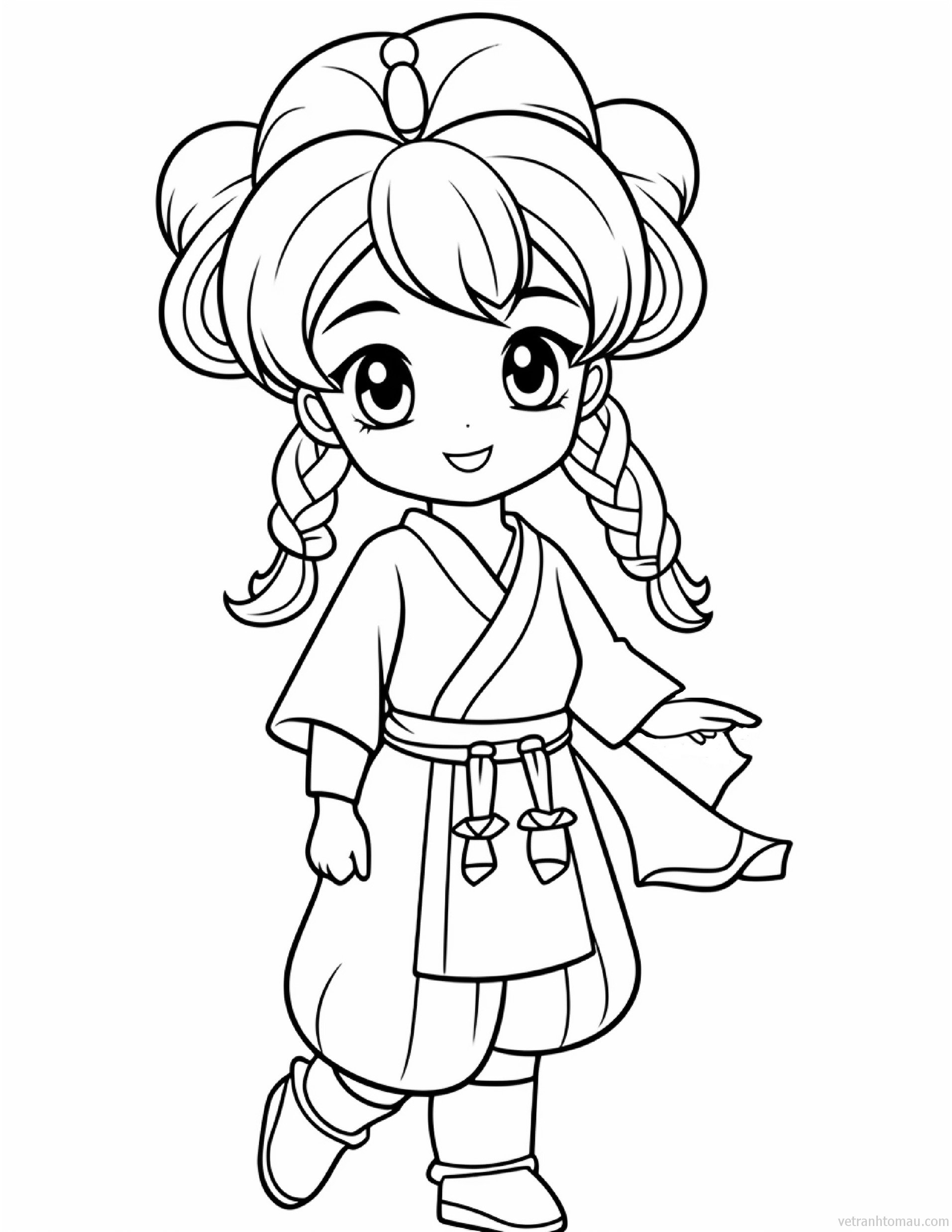 Tranh tô màu công chúa anime chibi - cô gái dễ thương cho bé tập tô màu 5 Tranh tô màu công chúa anime chibi - cô gái dễ thương cho bé tập tô màu